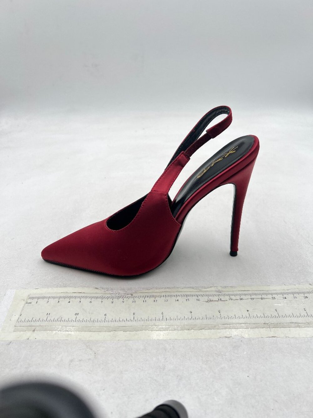 XYD Wine Satin Pointed Toe Pumps Slingback High Heels Chic Party Wedding Shoes